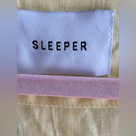 NWOT Sleeper Women's Yellow Linen Button Front Self-Tie Brigitte Dress Size S - Picture 3 of 11